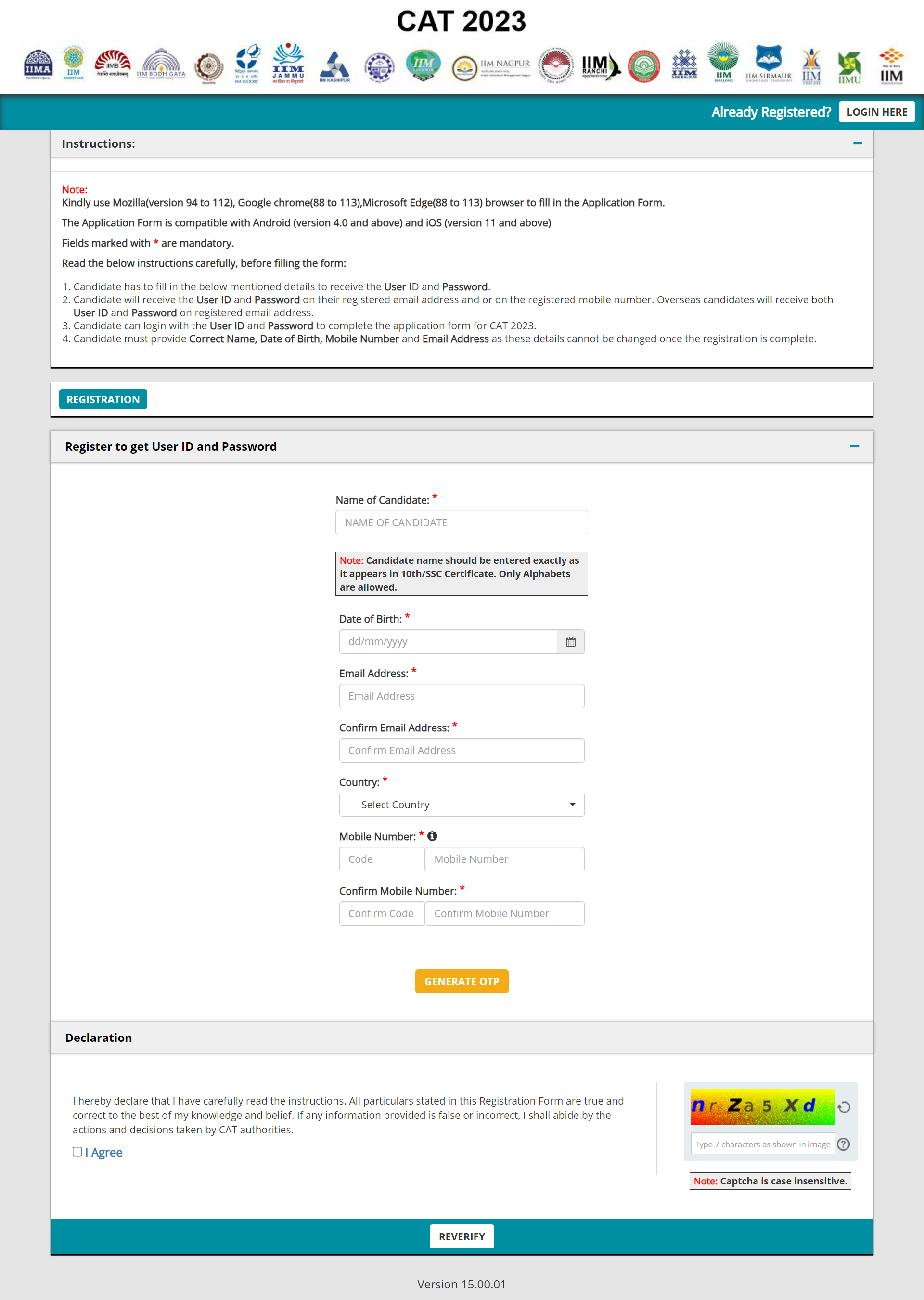 CAT Registration 2023 Exam Fees, Application Form Link, Last Date