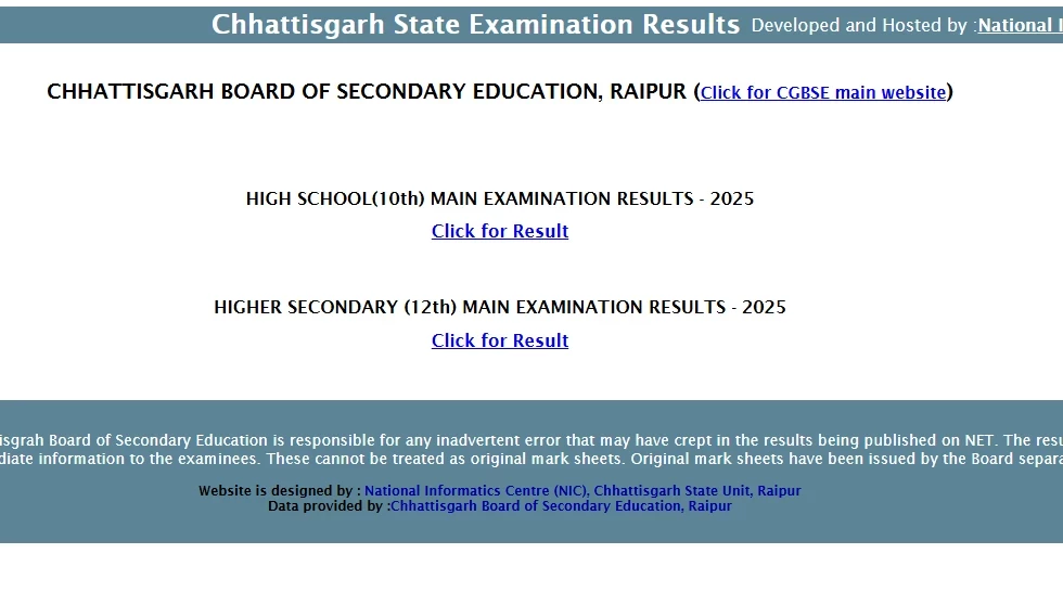 CGBSE Supplementary Result 2025 Declared: Check Class 10 & 12 Results Here